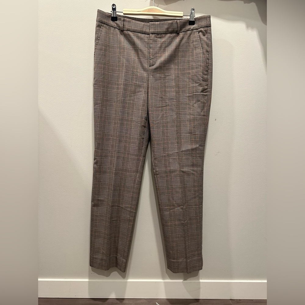 Banana Republic Ryan Stretch Twill Brown Plaid Full Length Pants size 10